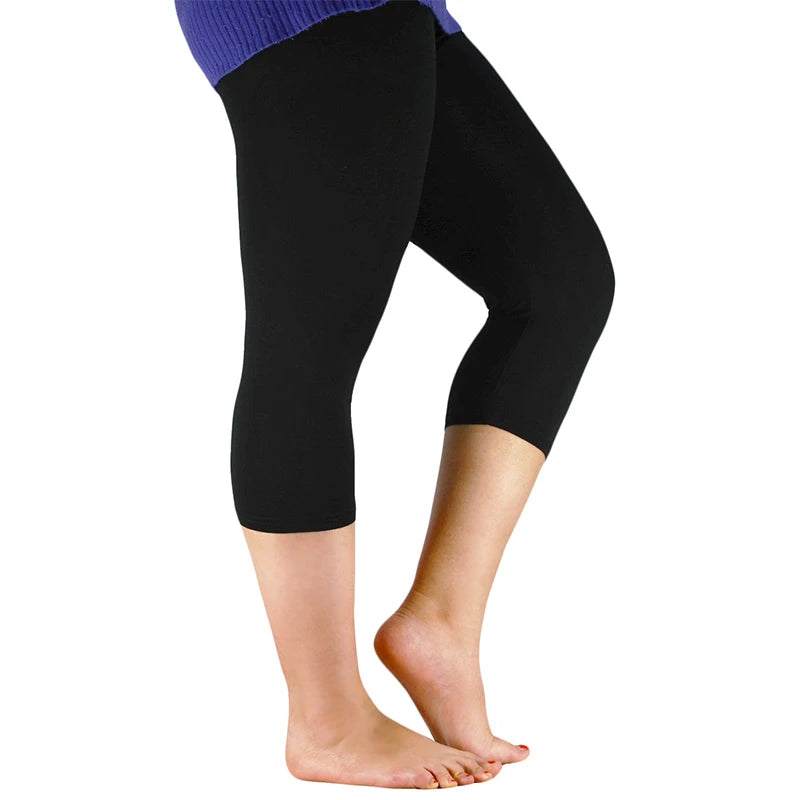 Women Bamboo Fiber Elastic Waist Leggings – Plus Size High Stretch Casual Workout Basic Pants Soft Comfortable Fitness Leggings