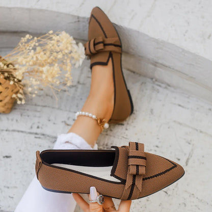 2024 Women’s Knitted Flats – Breathable Slip-On Pointed Toe Loafers, Comfortable Casual Walking Shoes in Solid Colors