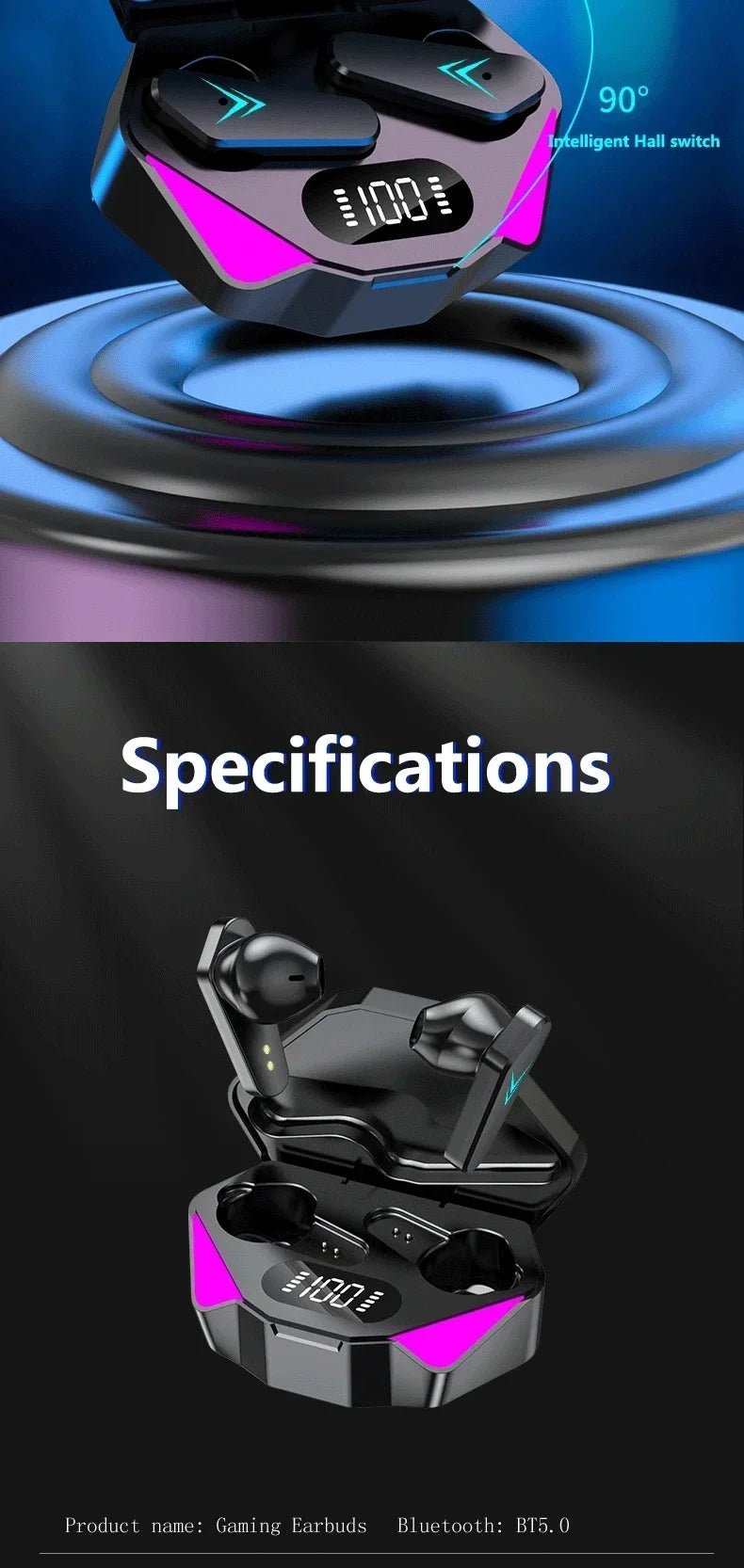 NEW AIR X15 Wireless Gaming Earphones — Bluetooth Low-Latency 65ms Earbuds, Gamer Headset with Mic Handsfree