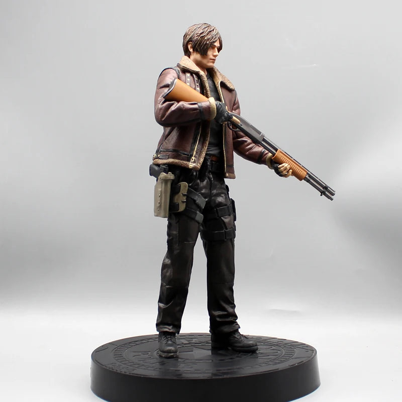33cm Leon Zombie Hunter Leather Anime Figure – Boys’ Action Model Doll & Desk Decoration Statue