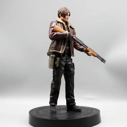 33cm Leon Zombie Hunter Leather Anime Figure – Boys’ Action Model Doll & Desk Decoration Statue