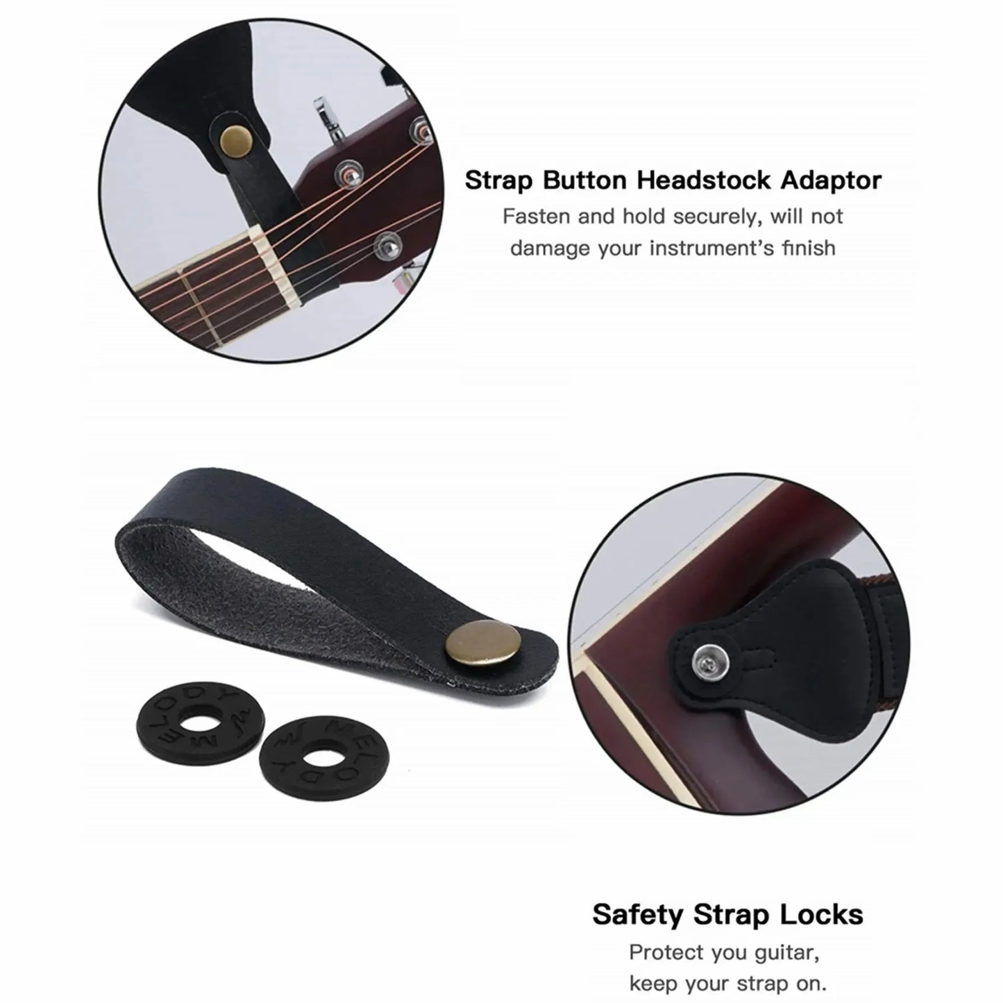10pcs Guitar Strap Set - Fits Electric, Bass & Acoustic Guitars, Includes 5 Picks, 1 Holder & 2 Washers, Gift for Guitarists