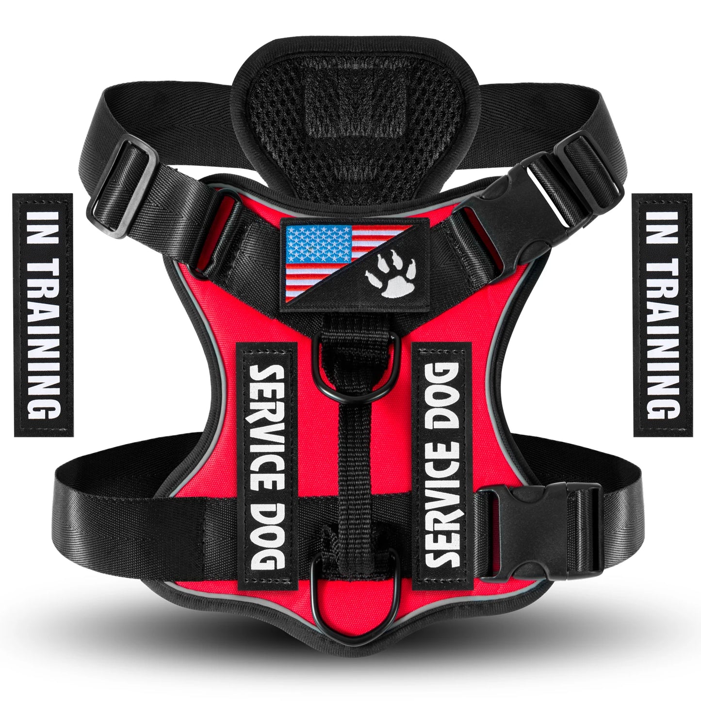 Reflective Service Dog Harness Vest with 5 Patches – Adjustable Soft Oxford Mesh Pet Harness