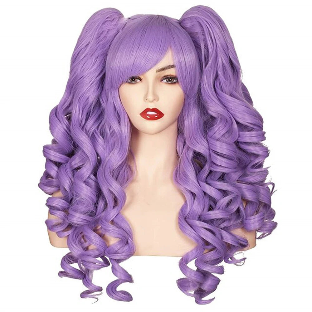 HAIRJOY Women's Long Curly Synthetic Cosplay Wig with 2 Ponytails – Halloween & Party Wig