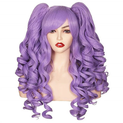 HAIRJOY Women's Long Curly Synthetic Cosplay Wig with 2 Ponytails – Halloween & Party Wig