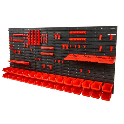 VEVOR Wall-Mounted Storage Bins — 30/48-Bin Garage Organizer with Hooks