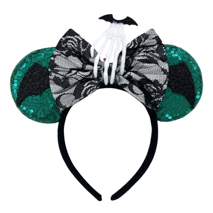 Mickey Mouse Ears Headband with Bow – Sequin Candy Cosplay Costume Party Accessory for Girls & Women, Christmas Gift