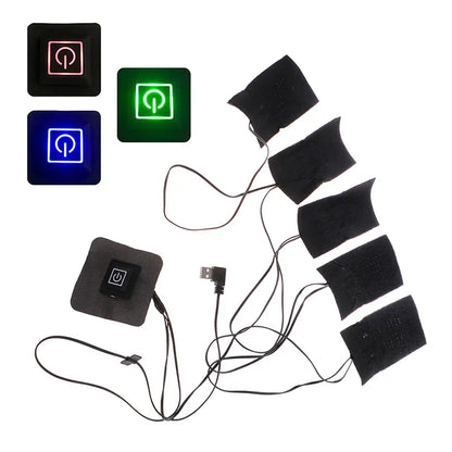 USB Clothes Heater Pad - 3 Gear Adjustable Temperature Electric Heating Sheet for Vest and Jacket - 5 in 1 Heating Warmer Pad