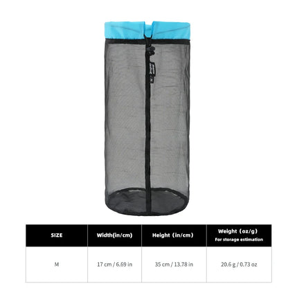 Lightweight Mesh Stuff Sack - Drawstring Compression Storage Bag for Camping, Hiking, Laundry & Grocery