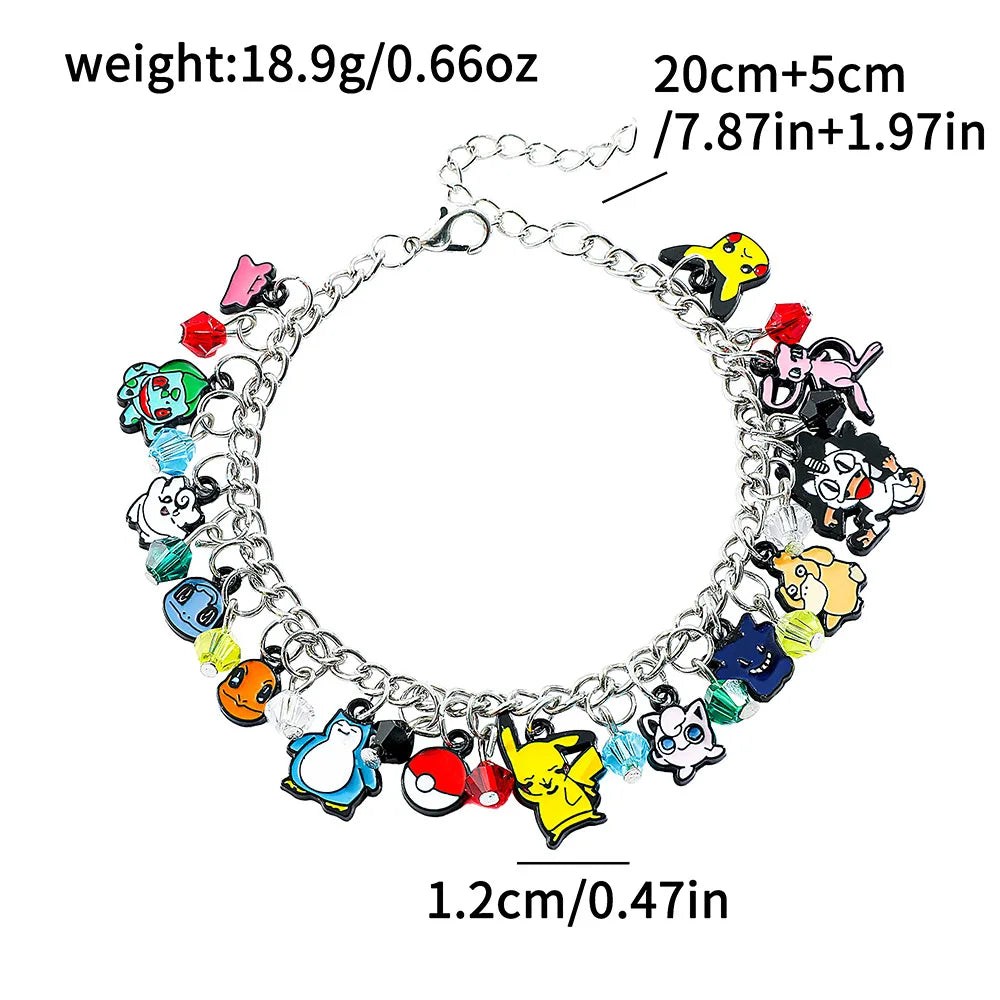 Pokémon Anime DIY Beaded Bracelet Set – Pikachu, Squirtle & Eevee Evolution Cartoon Pendant Jewelry Gift for Parties & Birthdays
