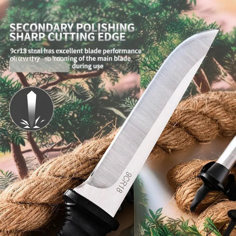 5Cr15Mov Stainless Steel Meat Cleaver – Sharp Boning Knife with Holster & Multifunction Vegetable Peeler
