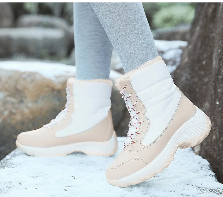 Women's Winter Snow Boots – Plush Lined Platform Flat Casual Shoes for Warmth and Comfort