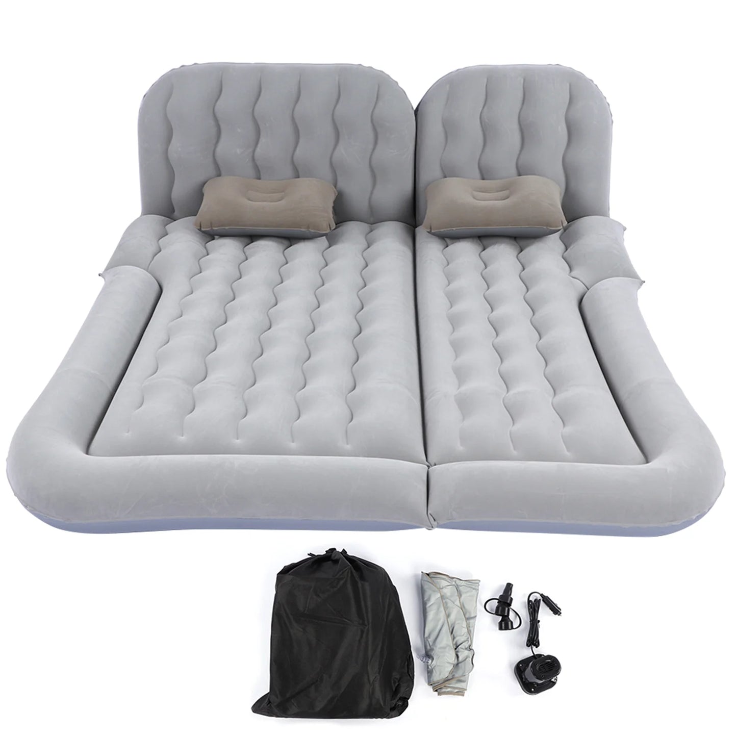 2-in-1 Car Travel Bed Inflatable Mattress — Soft PVC Flocking Sleeping Cushion for Car & SUV
