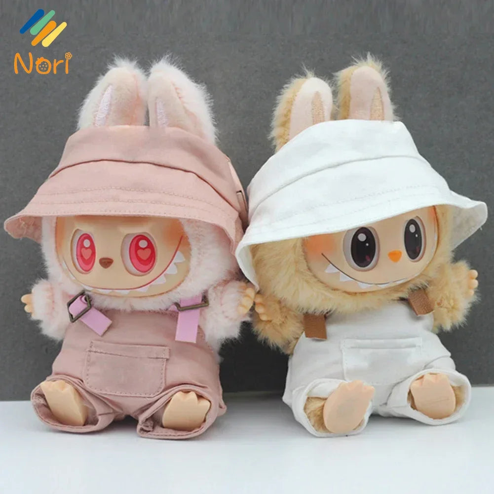 Solid Color Fisherman Hat for 17cm Labubu Doll – Cotton Doll Accessories (Hat Only, No Doll Included) | Cute Collectible Outfit Accessory