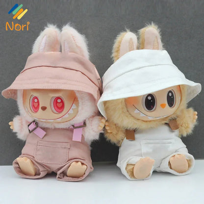 Solid Color Fisherman Hat for 17cm Labubu Doll – Cotton Doll Accessories (Hat Only, No Doll Included) | Cute Collectible Outfit Accessory