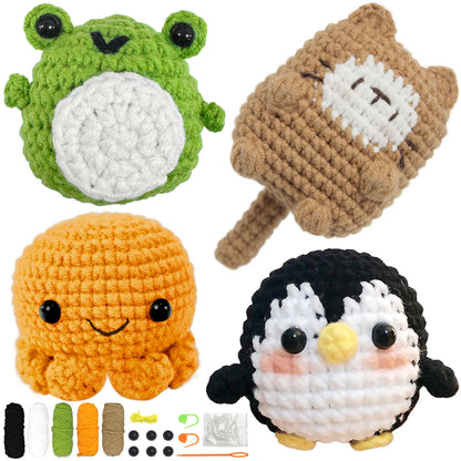 Animal Crochet Kit for Beginners - DIY Starter Set with Step-by-Step Knitting & Craft Supplies