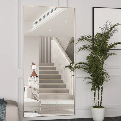 CASSILANDO Full-Length Floor Mirror – 65"x24" Black Metal Frame Full Body Standing Mirror