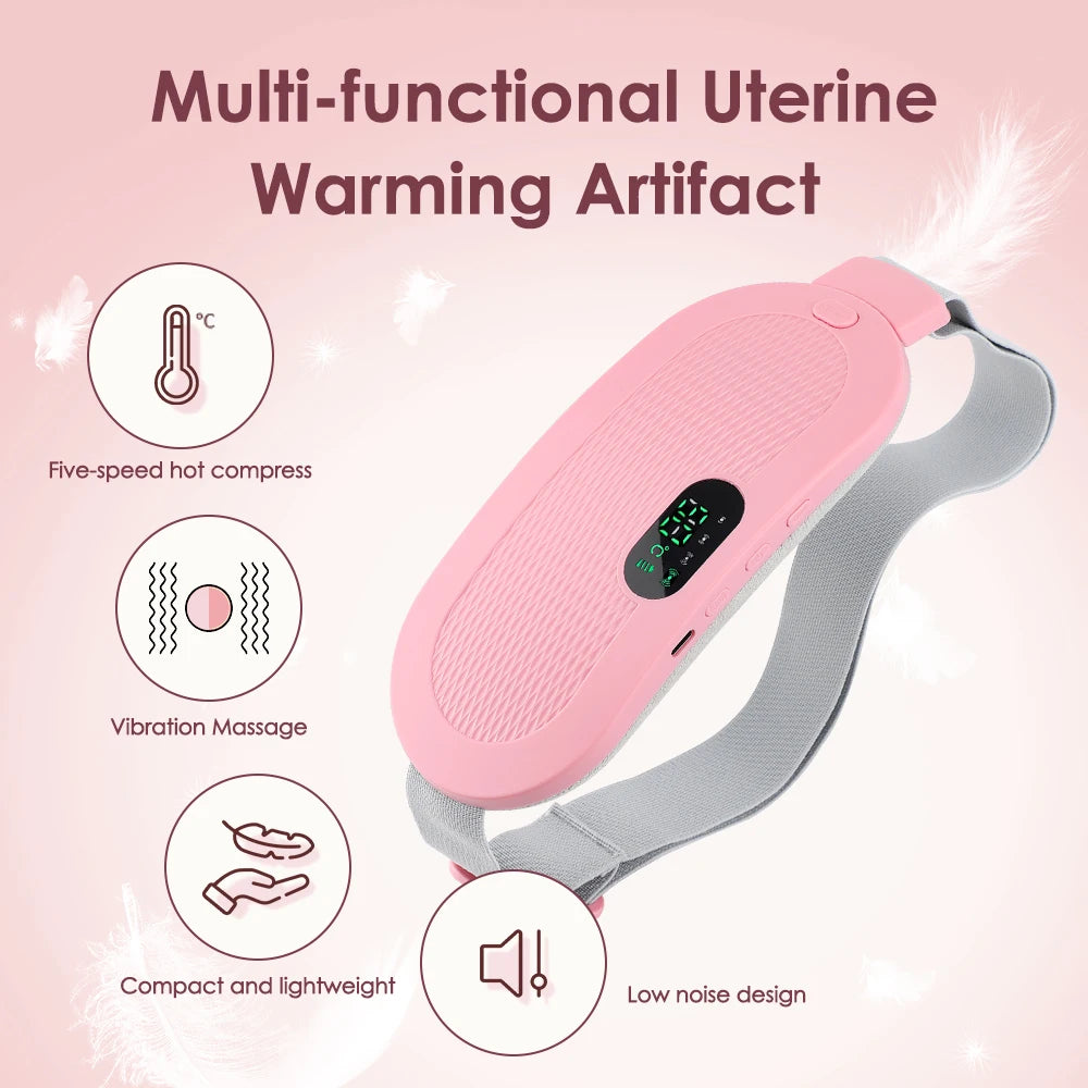 Electric Heating Pad for Women | Menstrual Cramp Relief Vibrator Belt | Abdominal Warmer & Blood Circulation Massager