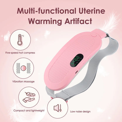 Electric Heating Pad for Women – Menstrual Cramp Relief Vibrator, Period Pain Massager & Abdominal Belt Warmer