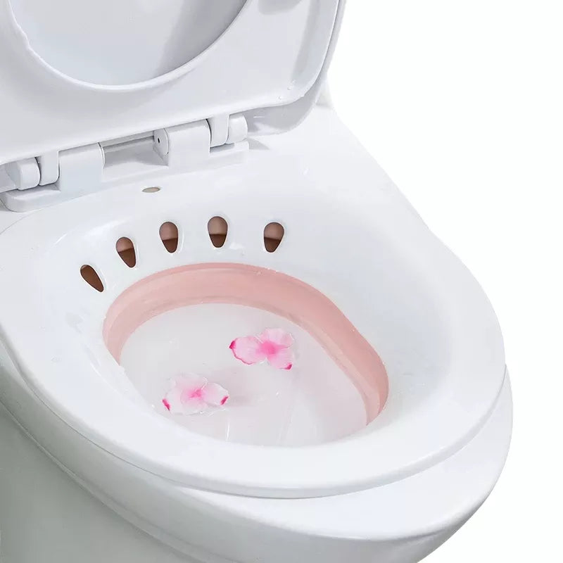 Woman's Folding Toilet Bidet Postpartum Bath Seat - Self-Cleaning Hip Irrigator for Perineum Soaking - Hemorrhoid Treatment Care