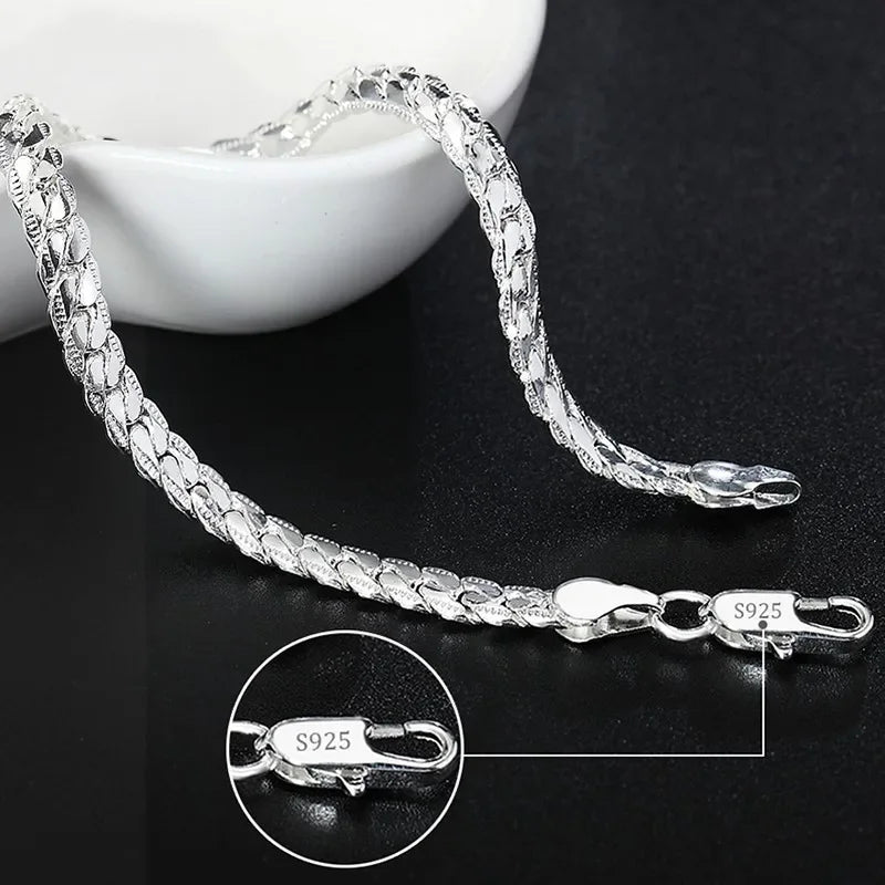 Fine 925 Sterling Silver Chain Bracelet – Solid Charm Jewelry for Women & Men, Party, Wedding & Fashion Gift