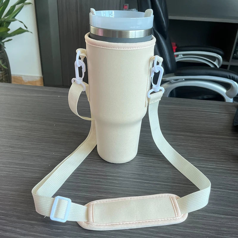 Nuovoware 40oz Water Bottle Carrier Bag: Adjustable Shoulder Strap Holder for Stanley Quencher Mug - Outdoor Travel Companion