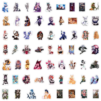 60PCS Aesthetic Furry Graffiti Stickers - Cute DIY Decals for Diaries, Phone Cases, Scrapbooks, and Handmade Crafts