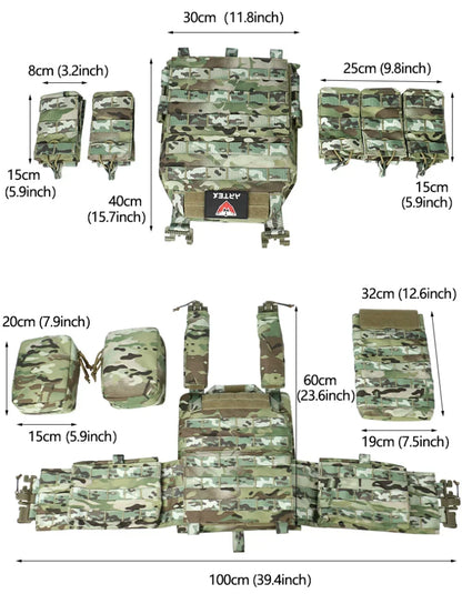 ARTEX Tactical Vest – 1000D Nylon, Quick Release, 6094K with Triple Magazine Pouch for Hunting & Airsoft Combat