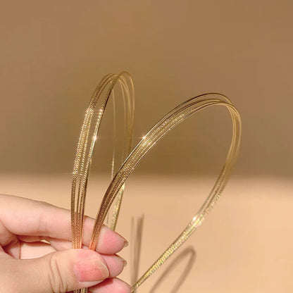 Thin Gold Multilayer Alloy Headband – Double Root Metal Hair Hoop for Women, Smooth & Stylish Hair Accessory