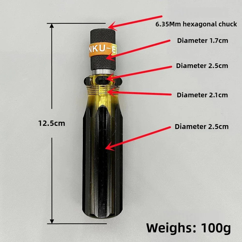 Double-Head Screwdriver 6.35mm - 1/4" Slotted & Phillips Precision Hand Tool with Wrench Handle