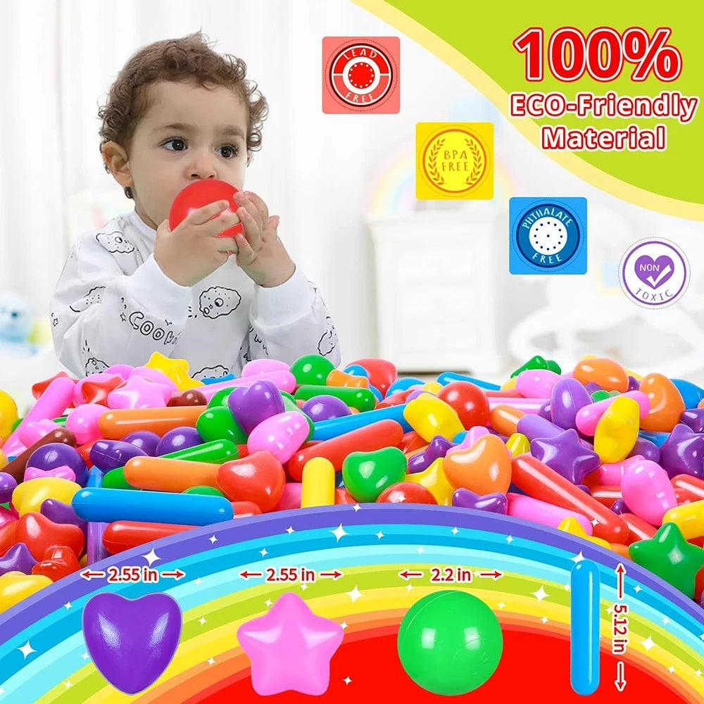 Colorful Baby Plastic Balls — Water Pool & Ocean Wave Balls with Basketball Hoop for Kids, Outdoor Tent Playhouse Toys