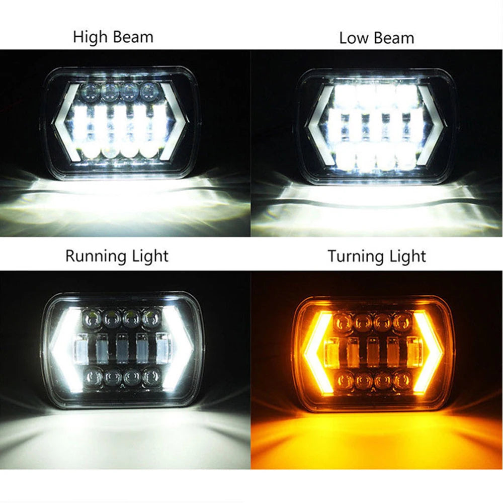 7 Inch LED Headlights - Hi-Lo Beam Halo DRL 12V/24V with H4 Harness for Jeep Wrangler, Cherokee & Motorcycle