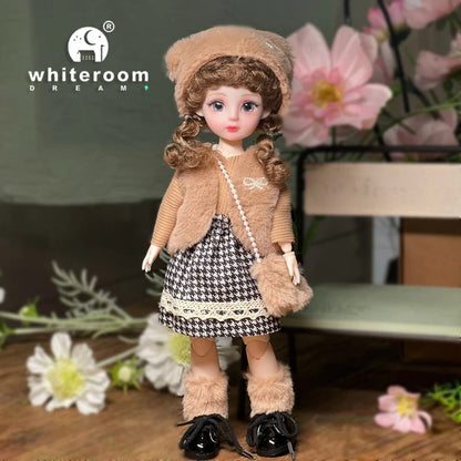 30cm 1/6 BJD Ball Jointed Doll – Starry Gray Eyes with Lolita Fashion Dress, DIY Toy Gift for Girls