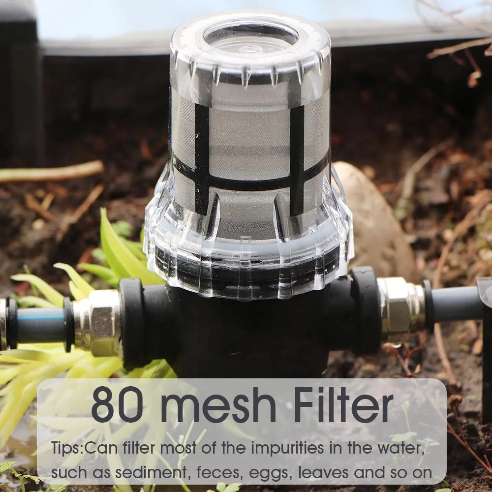 3/8" Misting Cooling System Kit – 360° 0.6mm Nozzle Atomizer with PE Tubing & 80 Mesh Filter for Garden Irrigation Watering