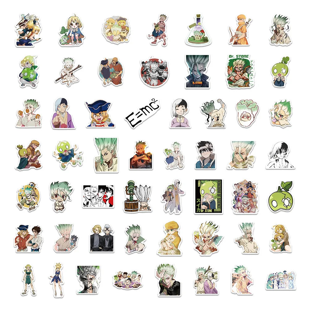 54-Piece Dr. STONE Anime Sticker Set - Senku Ishigami Graffiti Decals for Scrapbooks, Phone Cases & DIY Crafts