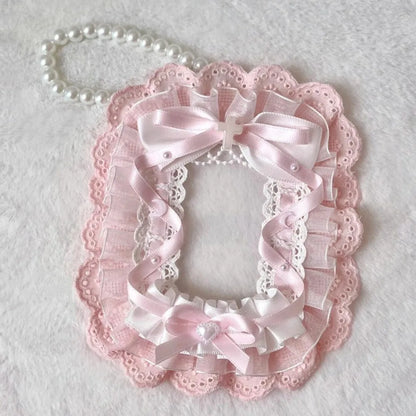 Kawaii Plush Photocard Holder - Lolita Lace Ribbon Idol Photo Display Case