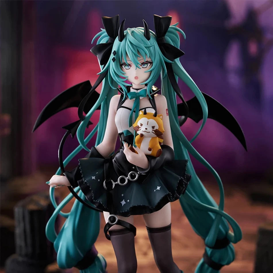 Anime Little Devil Hatsune Miku PVC Model – Handmade Dark Angel Raccoon Chuyin Collectible Ornament