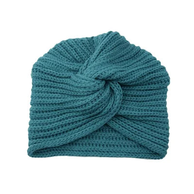 Women's Knitted Turban Hat - Bohemian Cashmere Cross Wrap Indian Wool Bonnet Cap