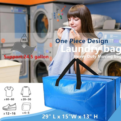 Large Moving Storage Bags - Heavy-Duty Zippered Totes with Carry Handles for Space-Saving Storage