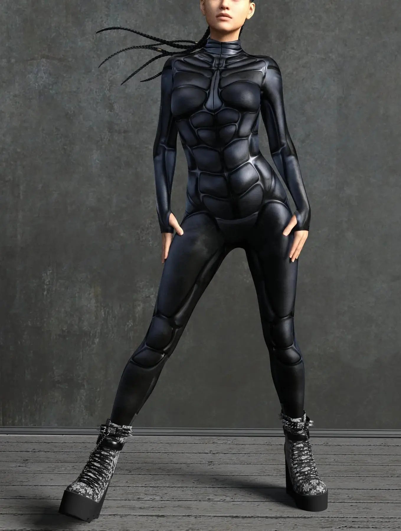 Women's Cyberpunk Mechanical Catsuit - 3D Zipper Cosplay Zentai Bodysuit for Halloween & Costume Parties