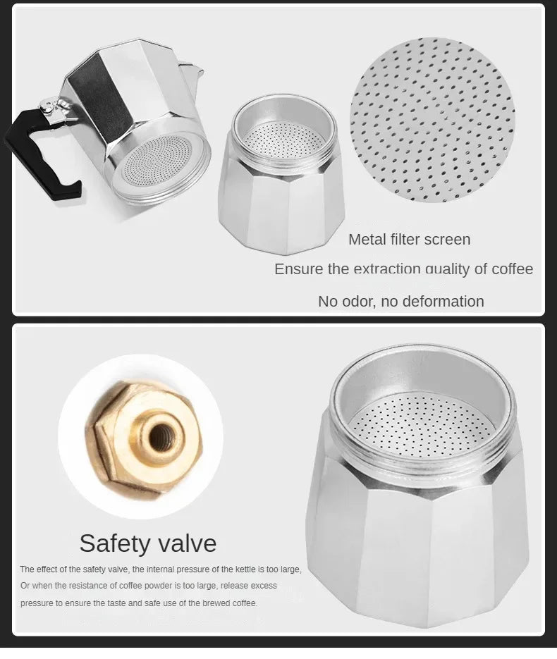 Mocha Coffee Pot – Italian Aluminum Octagonal Portable Coffee & Tea Maker
