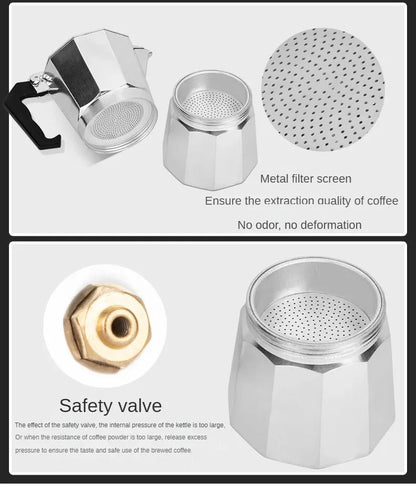 Mocha Coffee Pot - Aluminum Octagonal Stovetop Coffee & Tea Maker