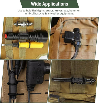 4/10Pcs MOLLE Elastic Retainer Straps - Tactical Webbing Attachment Buckles for Antenna, Flashlight & Gear Organization