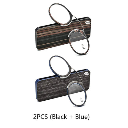 NONOR Magnifying Nose Clip Reading Glasses - Ultralight TR90 No Arm Portable Eyewear with Case +1.0 to +3.0 Lens