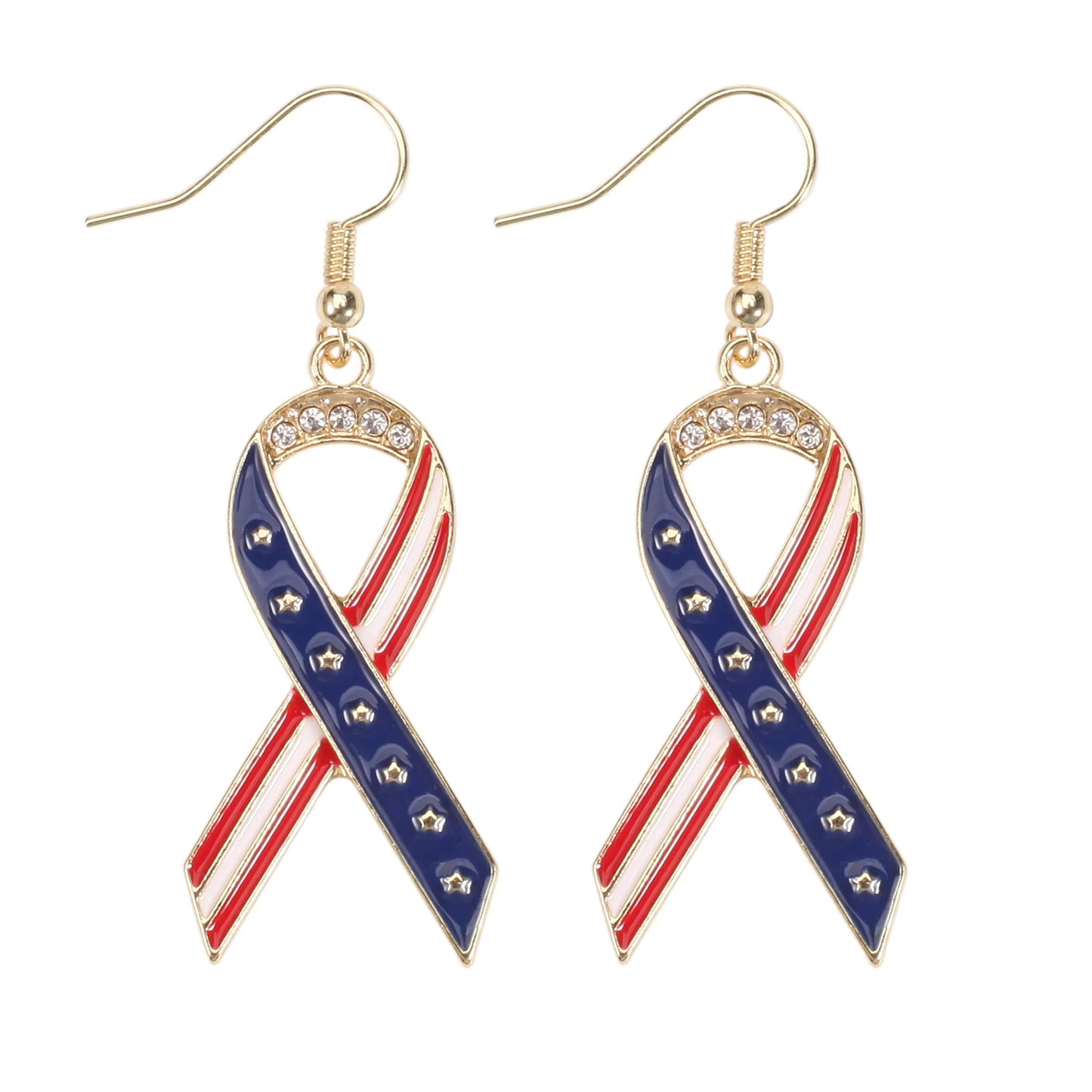 USA Flag Heart Star Cross Earrings - Patriotic Independence Day Dangle Jewelry for Women