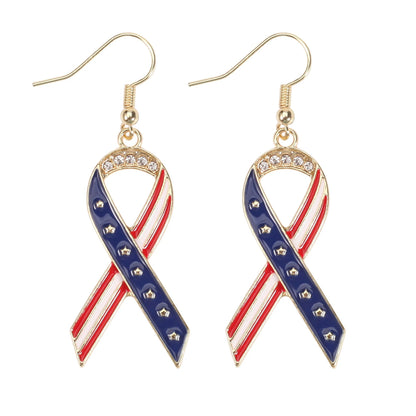 USA Flag Heart Star Cross Earrings - Patriotic Independence Day Dangle Jewelry for Women
