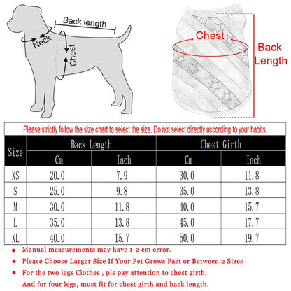 Summer Patriotic Dog Vest - Breathable Independence Day 4th of July Pet T-Shirt for Small Medium Dogs Cats