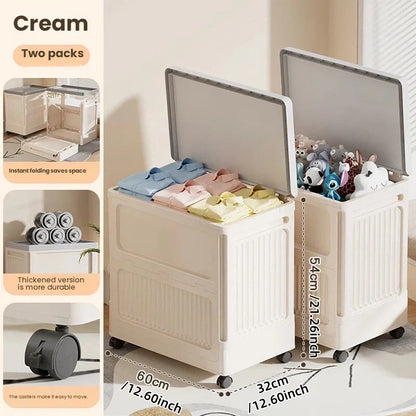 Foldable Storage Box with Wheels - Dust-Proof Large Capacity Organizer for Clothes & Quilts