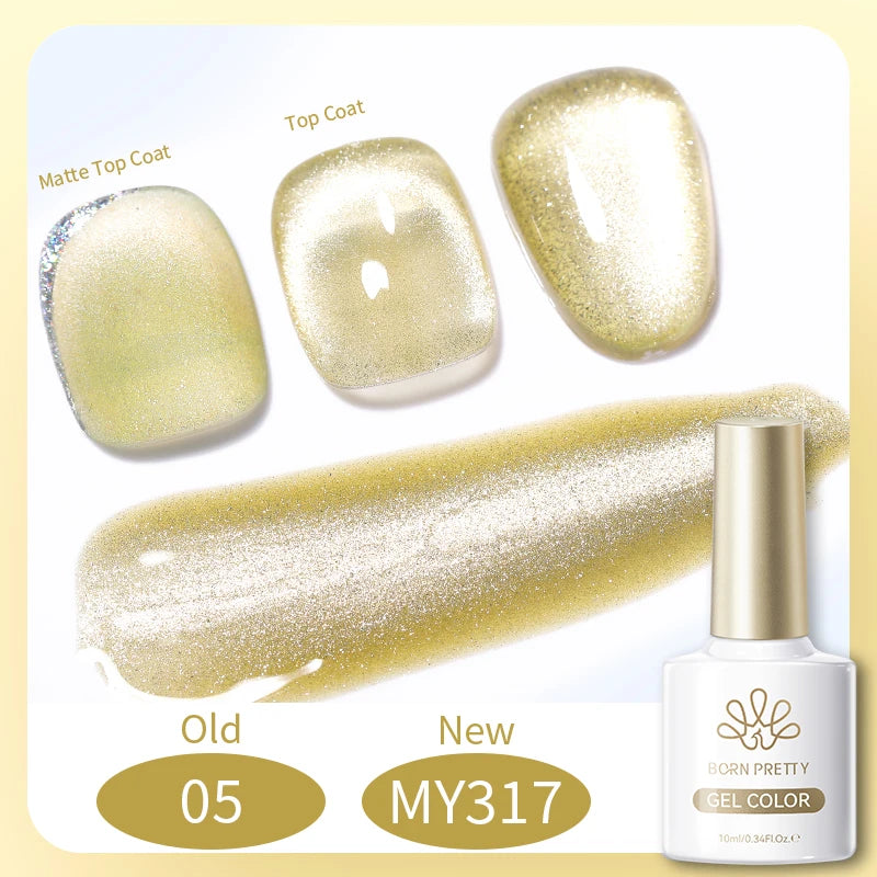 BORN PRETTY Cat Magnetic Gel Nail Polish 117 Colors 10ml Full Coverage Semi-Permanent Soak-Off Nail Varnish for Salon Manicure Glitter Cat Eye Nails