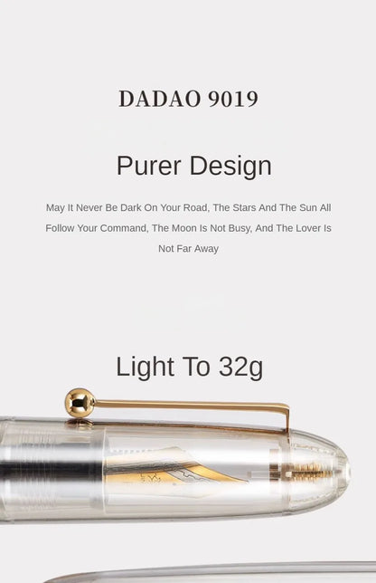 Luxury JinHao 9019 Dadao Fountain Pen – Transparent Acrylic Spin Design, 40mm Nib for Office & School Writing Supplies